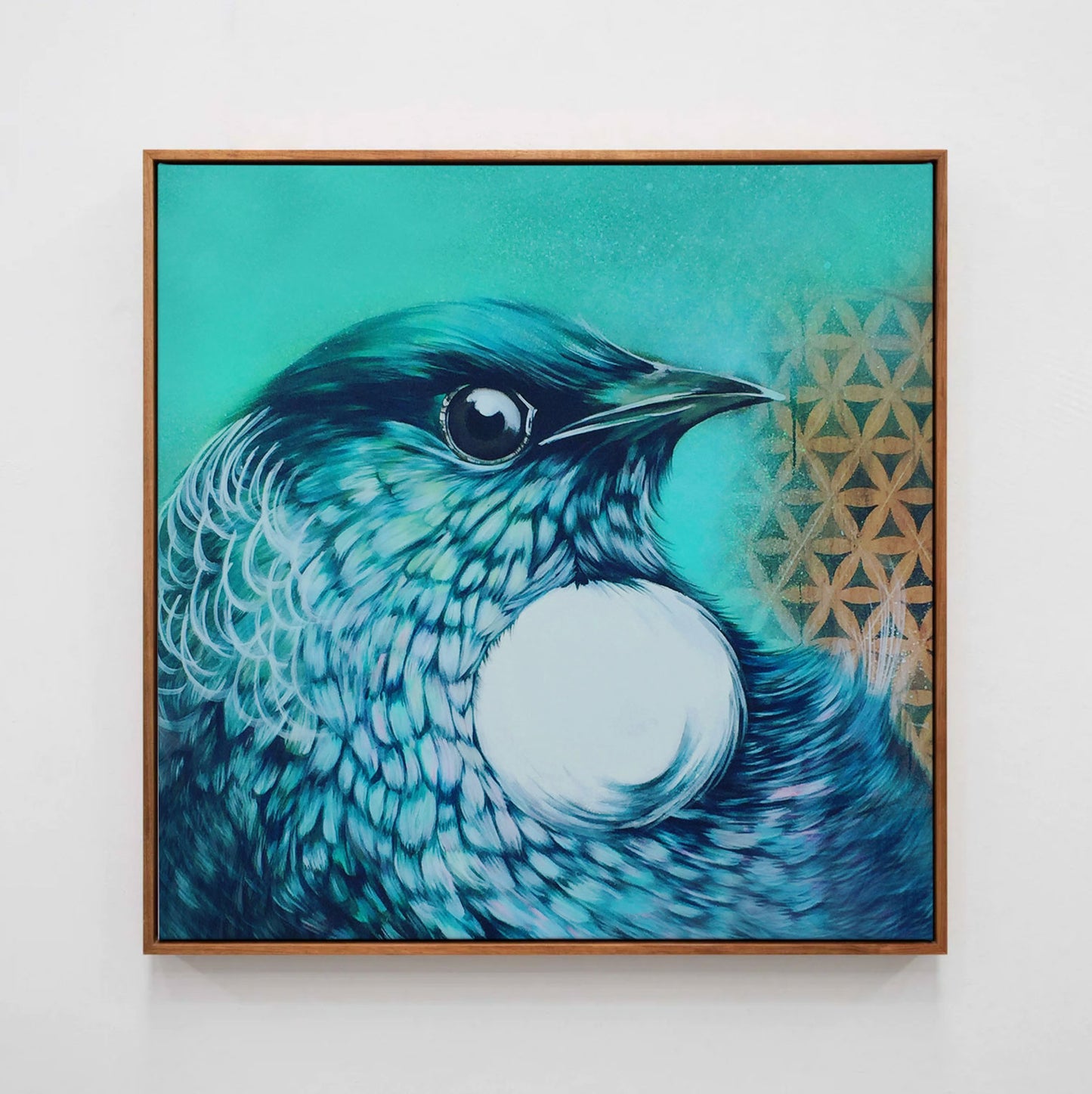 Neon Tui framed canvas print