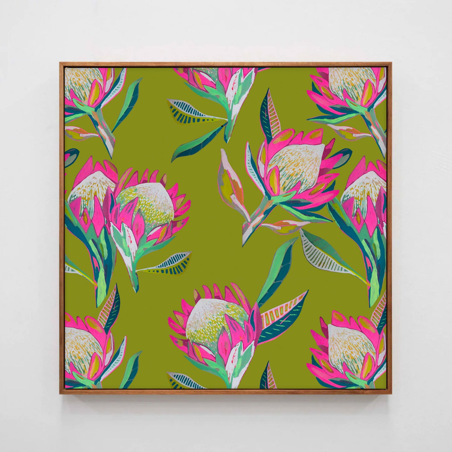 Acid Protea framed canvas print