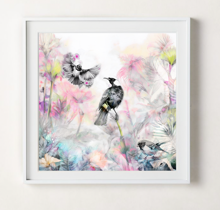 Whispers of the Forest (Tui & Fantail) Prints